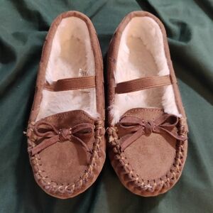 Cat & Jack Brown Kids Moccasins with Faux Fur Lining